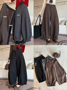 女秋冬百搭阔腿裤 8920新品 韩系高品质松紧腰抽加绒加厚花苞休闲裤