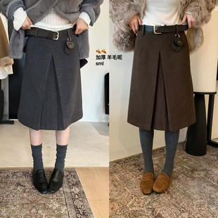 新品 ～韩系高腰显瘦羊毛呢半身裙女秋冬百搭显瘦A字裙中裙