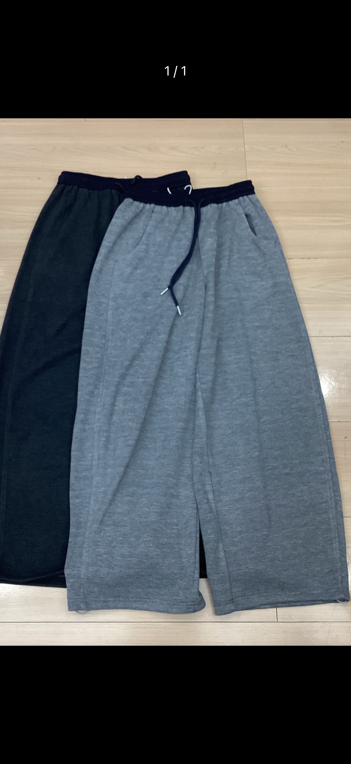 86299韩系秋冬新品松紧腰抽绳宽松直筒休闲裤百搭显瘦卫裤腰拼色