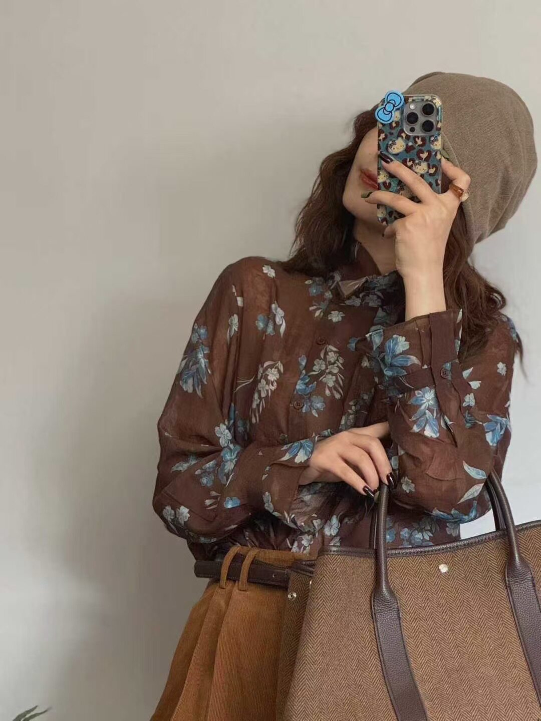 法式碎花荷叶领短袖衬衣女夏季新款设计感宽松上衣