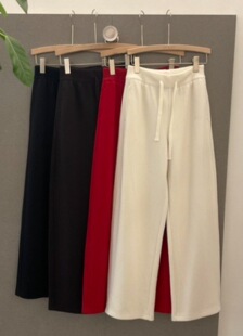 Q552K7805韩系秋季 松紧腰抽绳直筒休闲裤 女宽松显瘦百搭长裤 新品