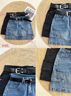 Q701春季 时尚 百搭高腰显瘦A字牛仔工装 半身裙 新款