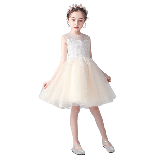 断码清仓儿童钢琴演奏礼服女童花童婚礼公主裙小女孩丝绒礼服秋冬