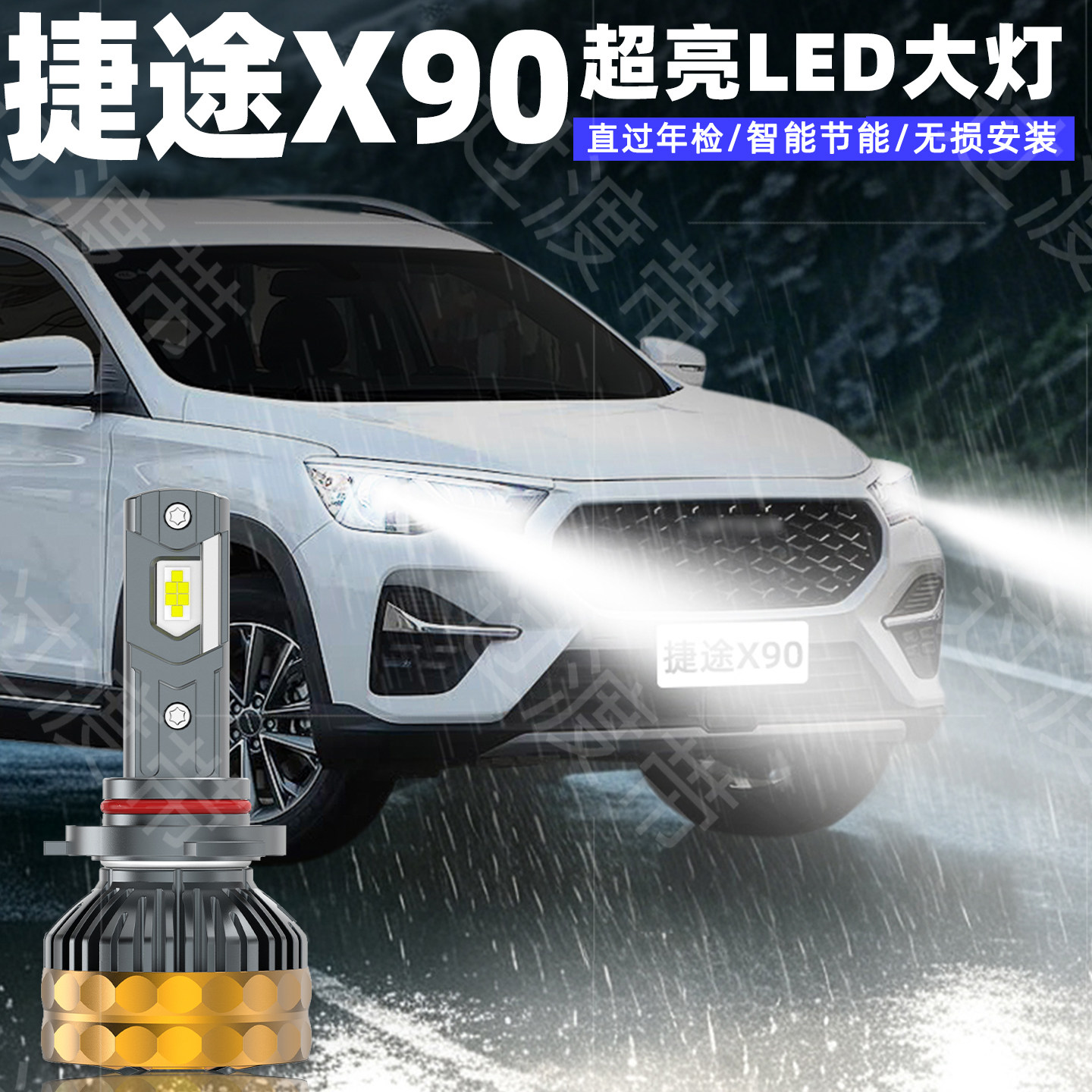 19-24款捷途X90超亮LED大灯改装