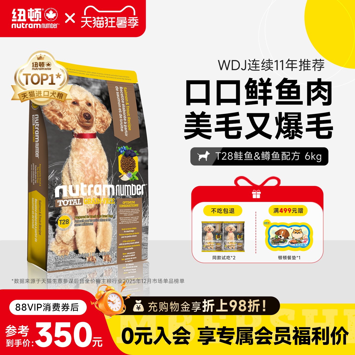 纽顿进口T28狗粮小型犬粮泰迪鱼肉味美毛成幼犬通用狗粮官方旗舰