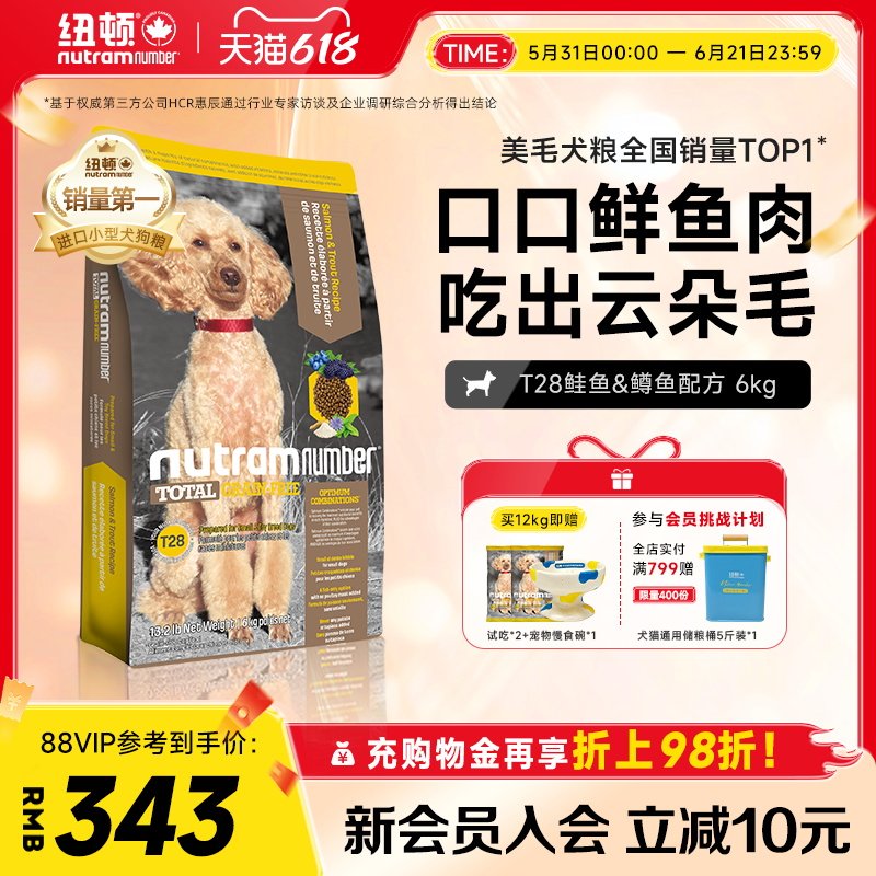 纽顿T28狗粮中小型犬粮泰迪成幼犬通用型美毛进口狗粮6kg官方旗舰