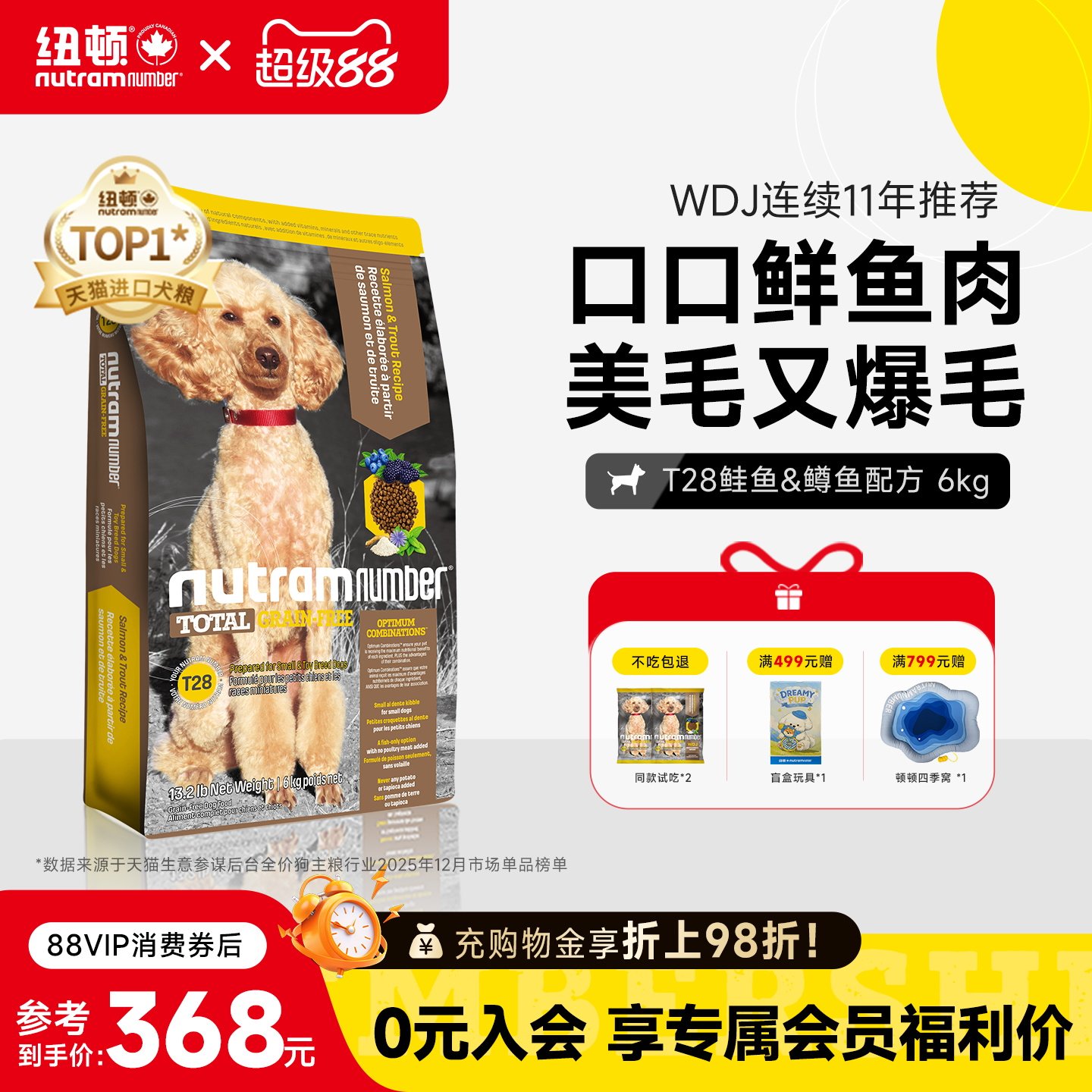 纽顿进口T28狗粮小型犬粮泰迪鱼肉味美毛成幼犬通用狗粮官方旗舰