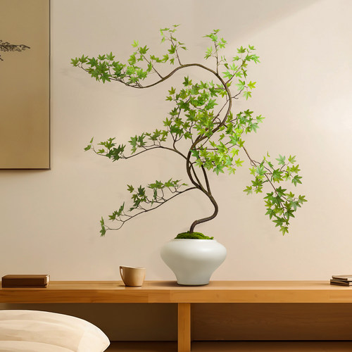 流泉枫仿真绿植高级感逼真客厅假花摆设桌面新中式禅意玄关摆件