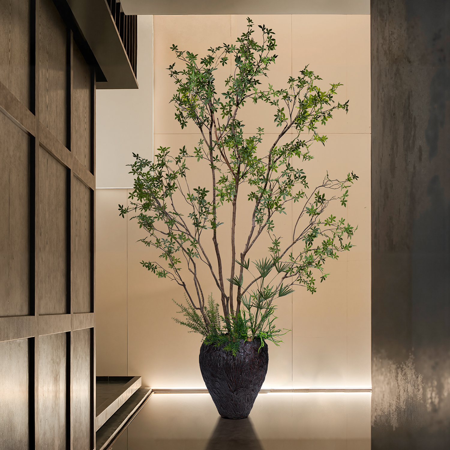 海虹雅林仿真绿植造景植物景观高端轻奢客厅逼真杂木风落地黄荆树