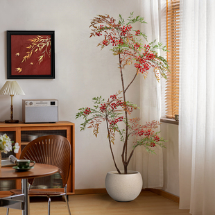 海虹雅林南天竹仿真绿植高级感逼真客厅轻奢摆件落地假树室内装饰
