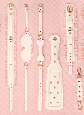 粉蕾丝puppy 女男硅胶项圈小狗 cosplay项圈手环 眼罩套装