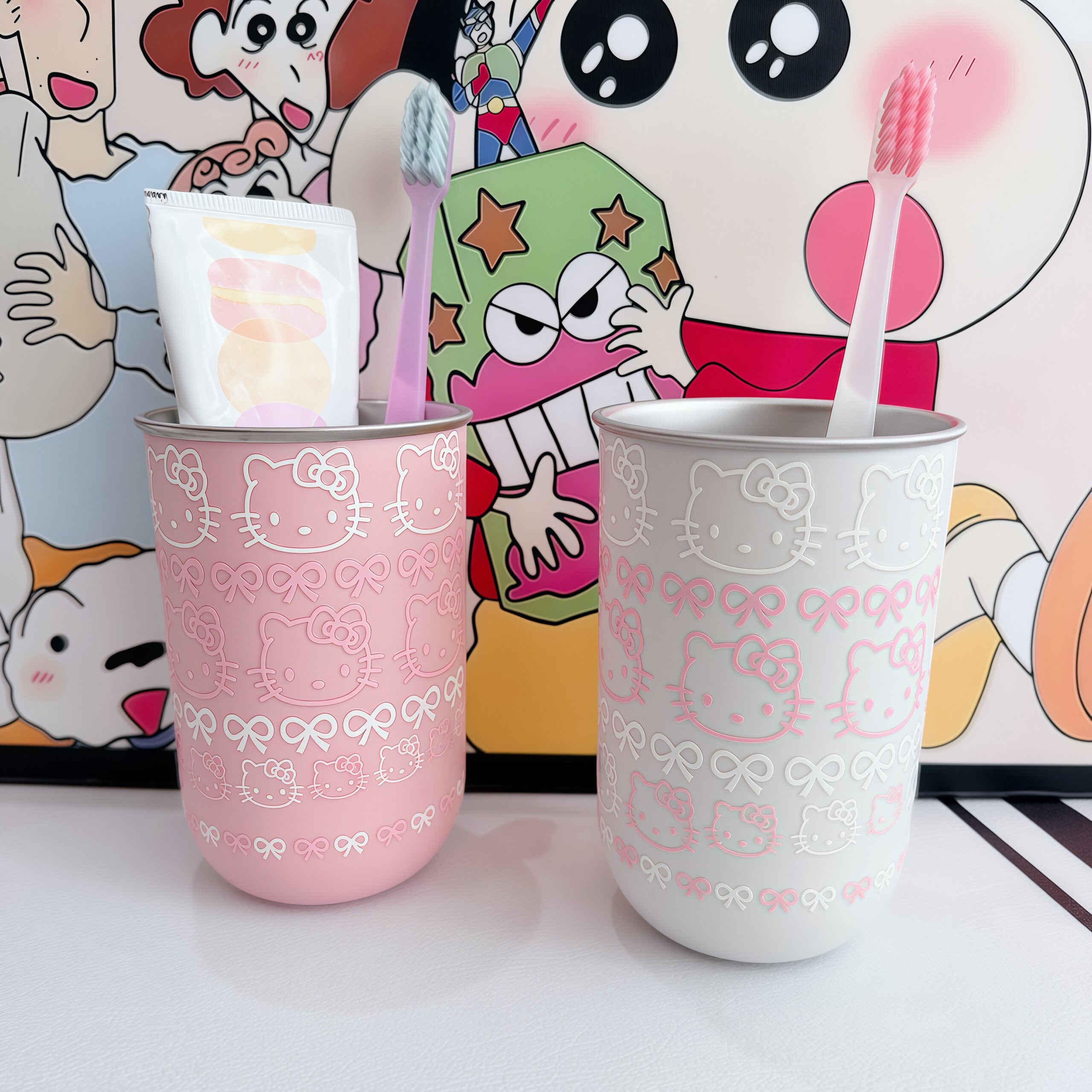 卡通可爱kitty304不锈钢漱口杯儿童高颜值洗漱杯学生宿舍刷牙杯子
