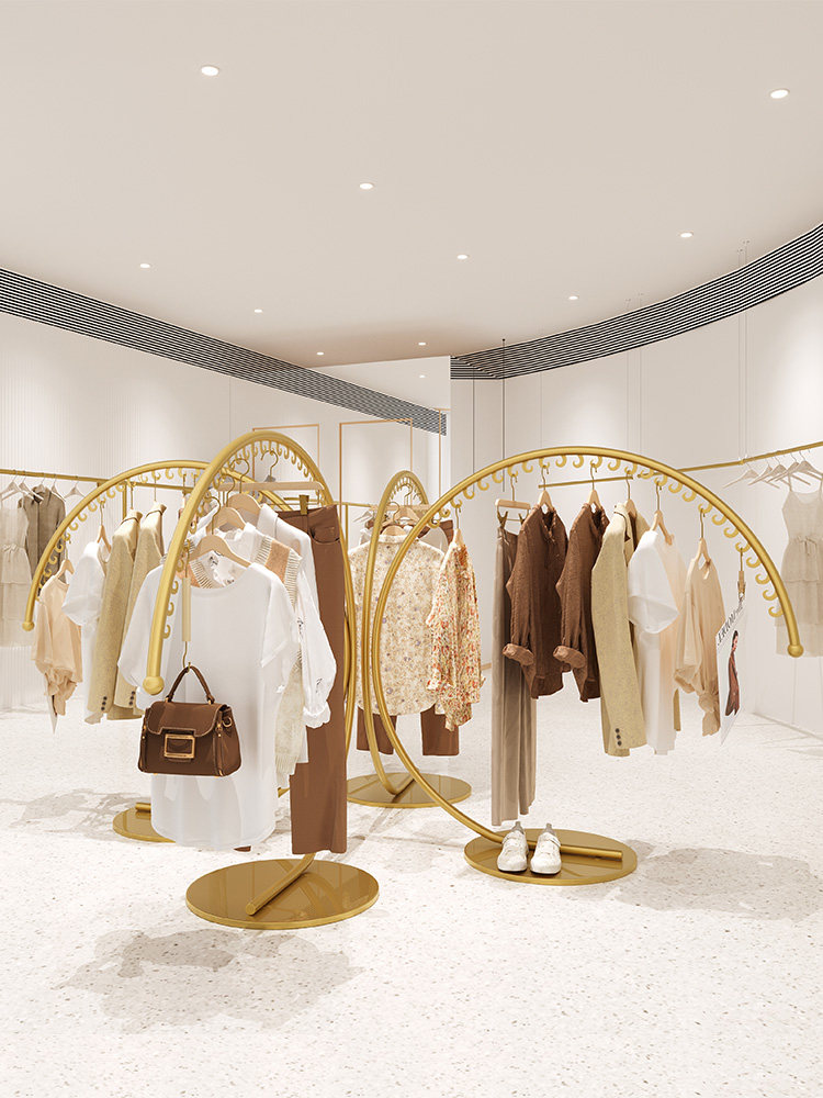 中岛服装展示架金色服装展示架创意童装落地式展示架衣架女装店货