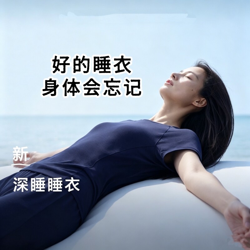 莫代尔裸睡无感睡衣深睡男女款四季可穿长袖短袖长裤的家居服套装