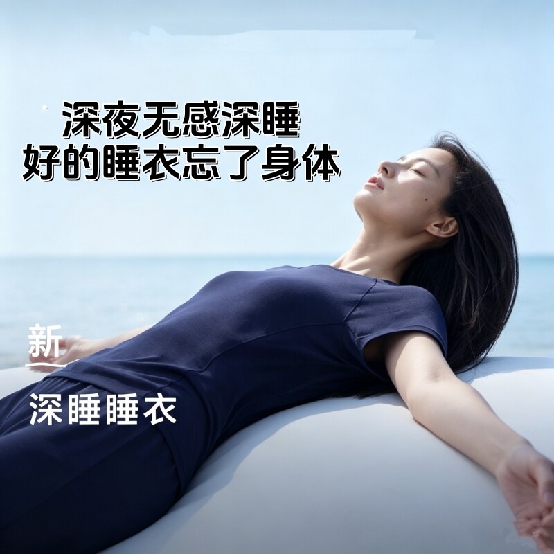 莫代尔深睡无感深睡睡衣带胸垫一体女生短袖短裤新款的家居服套装