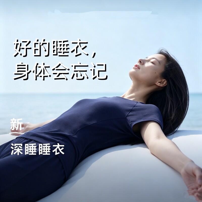莫代尔裸睡无感睡衣深睡夏秋季带胸垫女款短袖短裤2026家居服套装