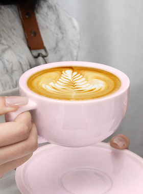 泽田咖啡杯家用专业拿铁杯结晶烧艺术拉花压纹陶瓷杯卡布奇诺杯子