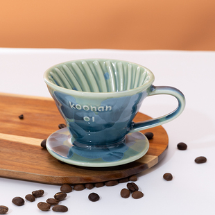 V60滤杯陶瓷 手冲咖啡过滤漏斗 创意结晶烧过滤器 螺旋纹锥形滤网