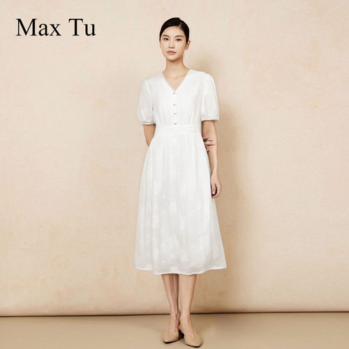 年夏季全棉V领全棉连衣裙