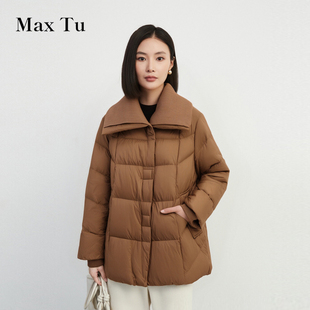 显瘦90白鸭绒大翻领中长款 Max 宽松大码 2025年冬新款 羽绒服 Tu女装