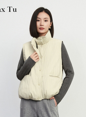 Max Tu女装2025冬新款立领无袖背心外穿时髦百搭轻薄羽绒马甲