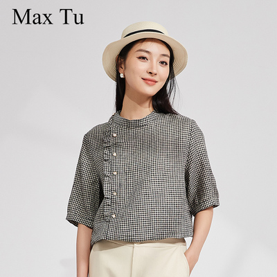 MaxTu透气短袖亚麻上衣