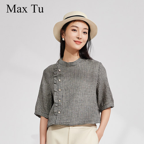 MaxTu透气短袖亚麻上衣