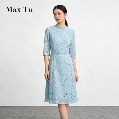 MaxTu春夏优雅蕾丝显瘦连衣裙