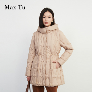 收腰显瘦90白鸭绒中长款 Max 宽松大码 2024冬新款 连帽羽绒服 Tu女装
