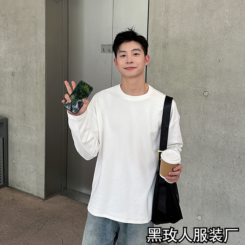 韩系韩风秋冬纯色净版内搭打底衫男女圆领舒适保暖长袖宽松T恤