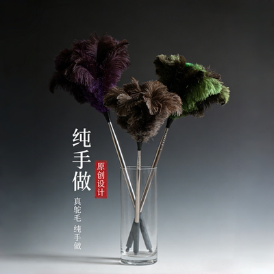 手工真鸵鸟毛掸子伸缩家用除尘扫灰神器防静电车用清扫吸尘不掉毛