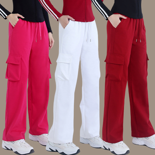 春秋广场舞服装裤子运动健身跳舞裤杨丽萍鬼步舞舞蹈工装裤直筒裤