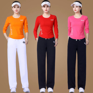女 套装 2024春装 长袖 杨丽萍广场舞新款 纯棉跳舞健身操运动装 服装