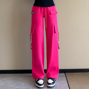 秋冬新款广场舞运动健身跳操长裤宽松窄版直筒工装裤女曳步舞裤子