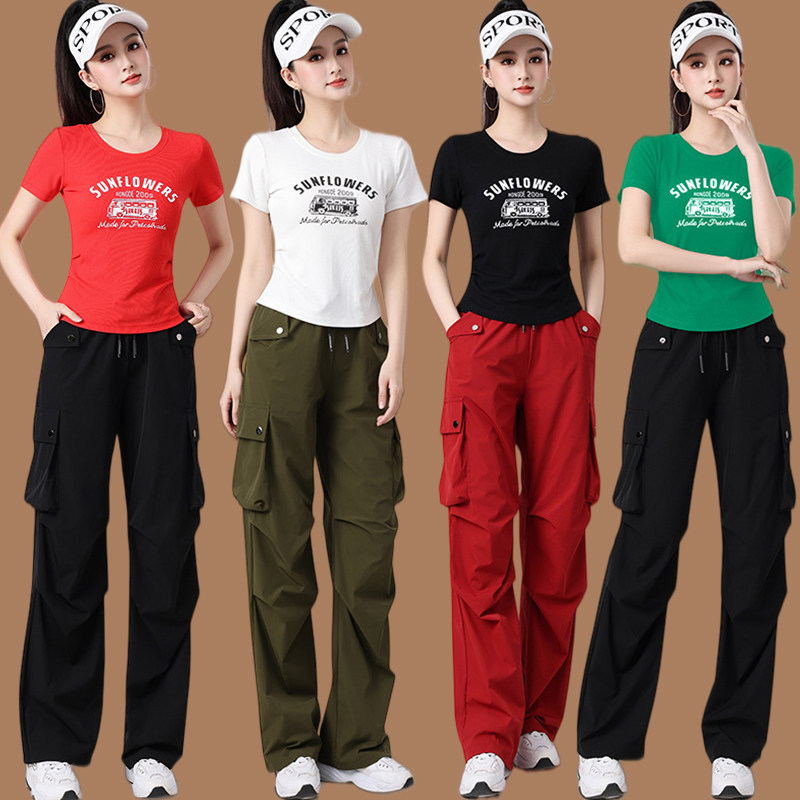 佳木斯广场舞运动服新款夏季健身操跳舞跳操服装工装裤演出套装女