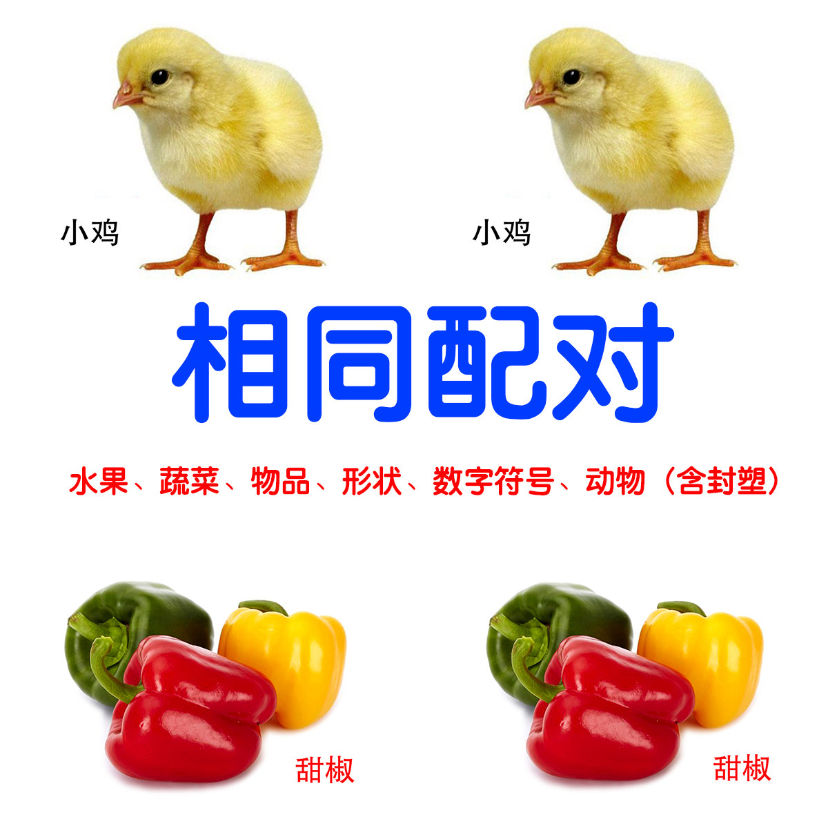 水果蔬菜动物认知教具相同配对