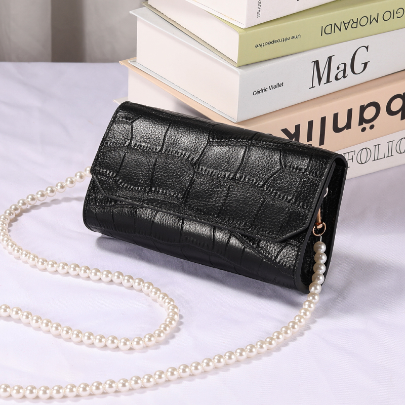 真皮包包女小方包2024新款时尚简约牛皮鳄鱼纹蛇骨链条单肩斜挎包