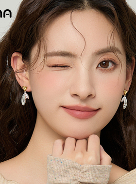 ona爱心鱼尾耳环女小众设计高级感撞色耳钉精致轻奢925银耳坠耳饰