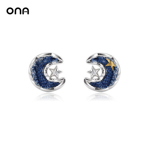 ona星月牛仔甜酷小众设计耳环女