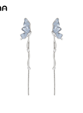 ona灵动蝴蝶耳环女小众设计高级感耳坠小清新森系春夏银针耳饰品