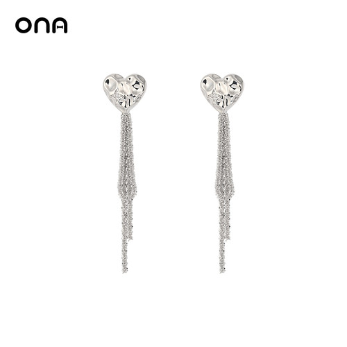ona爱心流苏耳环女潮耳饰品韩国