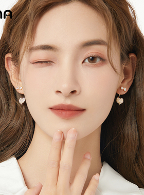 ona爱心蝴蝶结耳环女韩国气质小众高级感耳坠2025年新款潮耳饰品