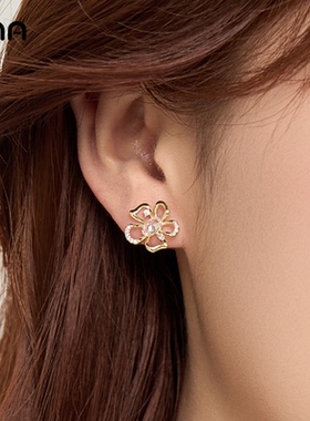 ona花朵耳环女2025新款925银针耳钉耳坠气质高级感精致耳饰品