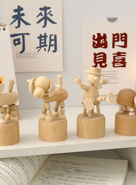 木质工艺品卡通创意动物木制摆件