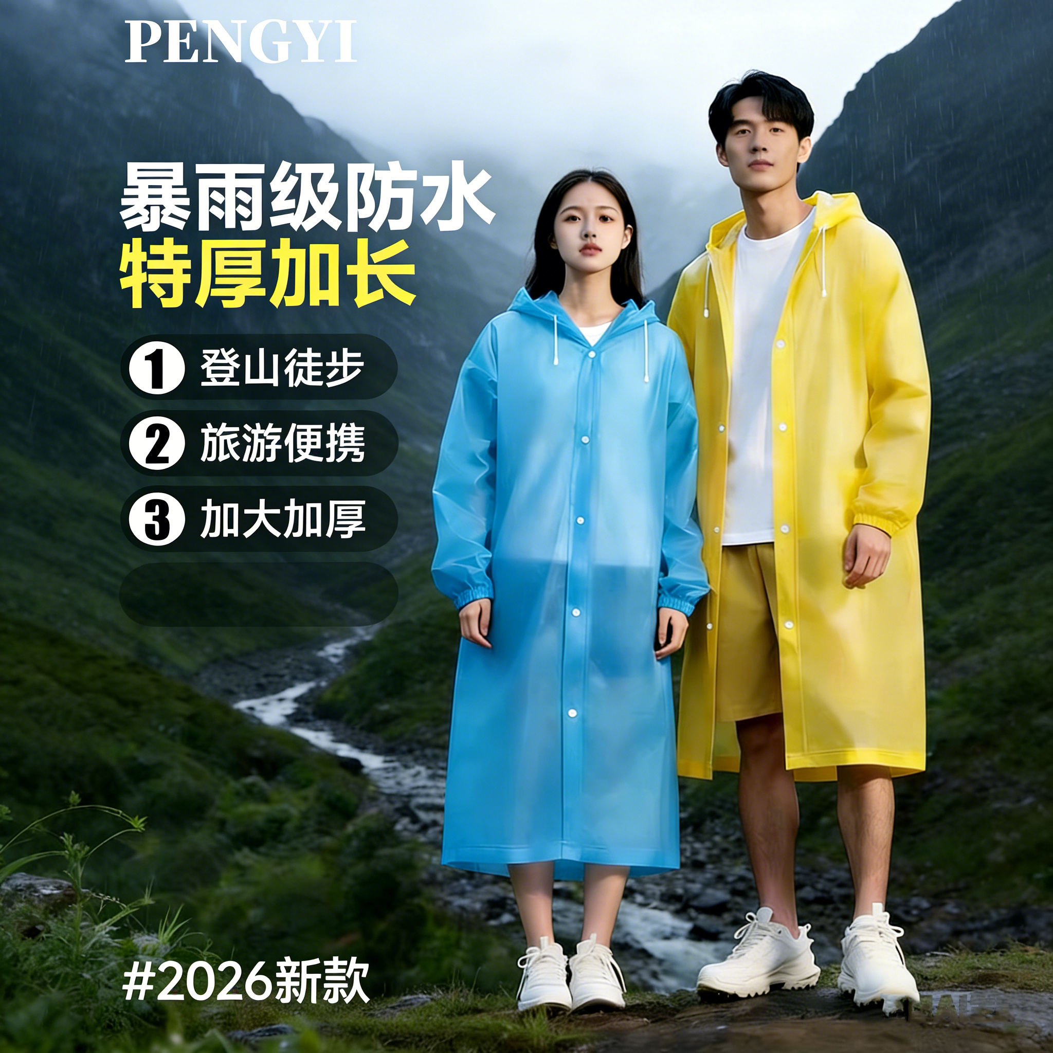 2026新款非一次性雨衣便携全身特厚加长夏季防暴雨户外登山徒步