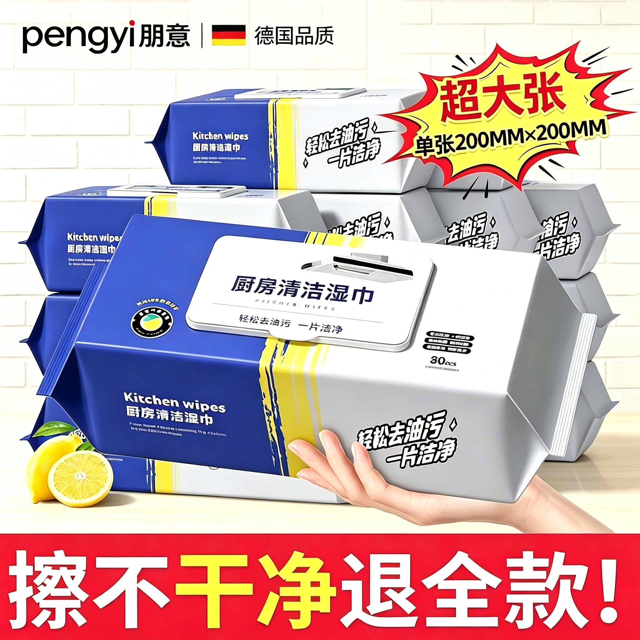 厨房用湿巾布力清洁去油污