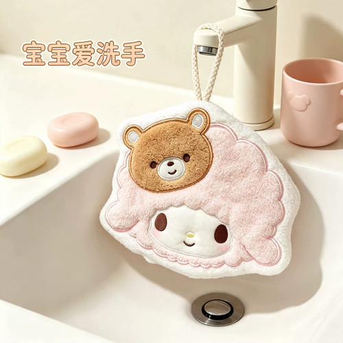 可爱小羊珊瑚绒吸水擦手巾