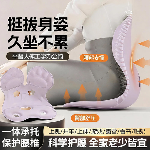 人体工学护腰坐垫靠背垫腰靠腰部支撑矫正坐姿防驼背座椅久坐神器