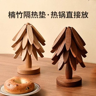 隔热垫餐桌垫一棵树防烫耐高温家用厨房菜碗垫子创意杯垫实竹摆件