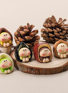 卡通呆萌坚果崽崽桌面小摆件工位治愈系解忧神器车载中控台装饰品